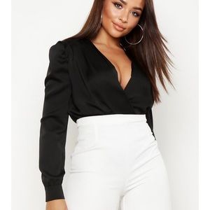 Satin Wrap Front Body Suit